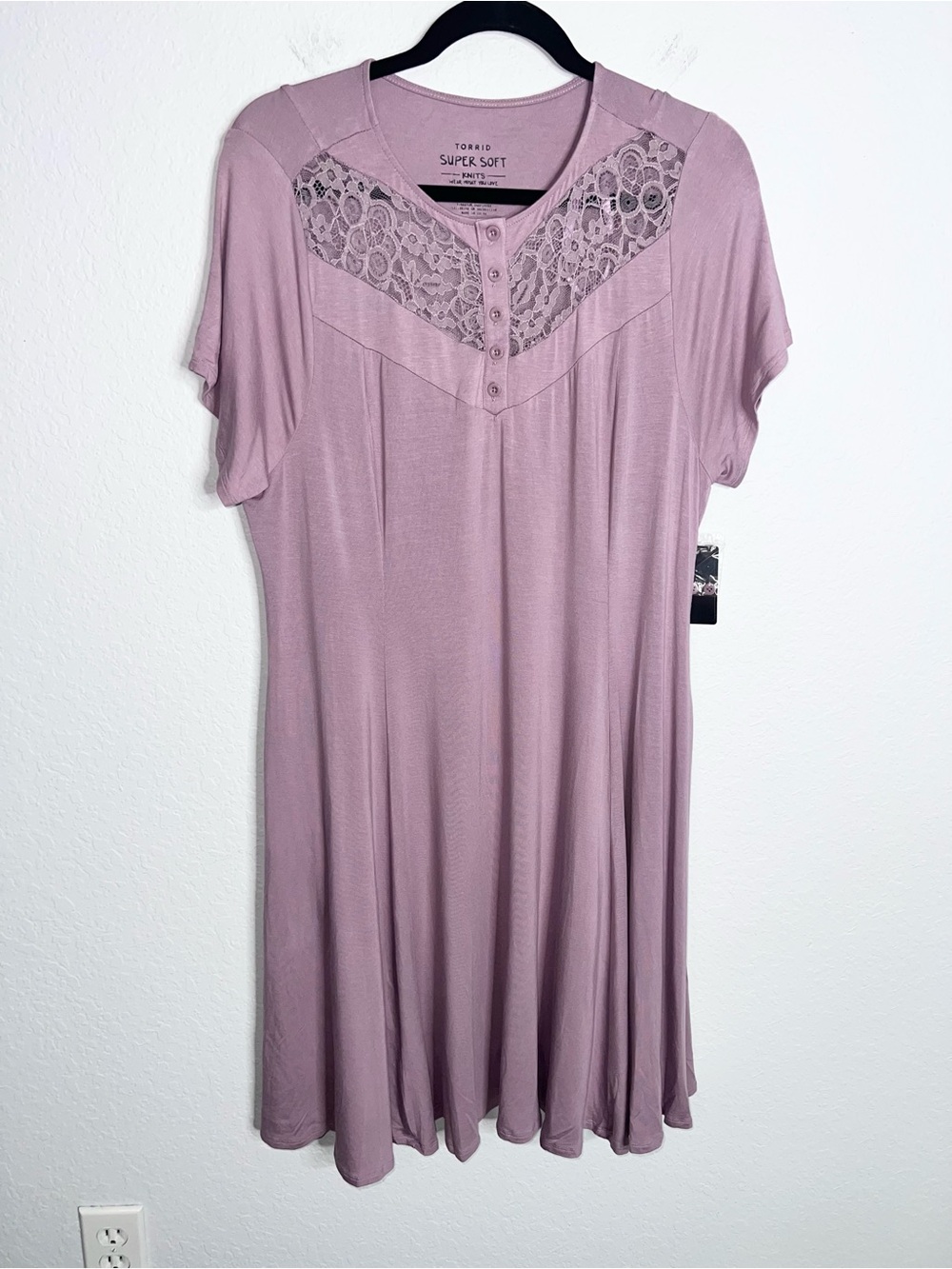 Torrid Mini Dress Women’s 1X 14 16 Super Soft Fit & Flared Lilac Lace GG